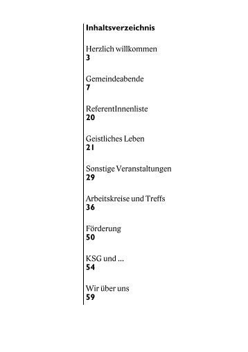 Inhaltsverzeichnis Herzlich willkommen 3 ... - KSG Berlin