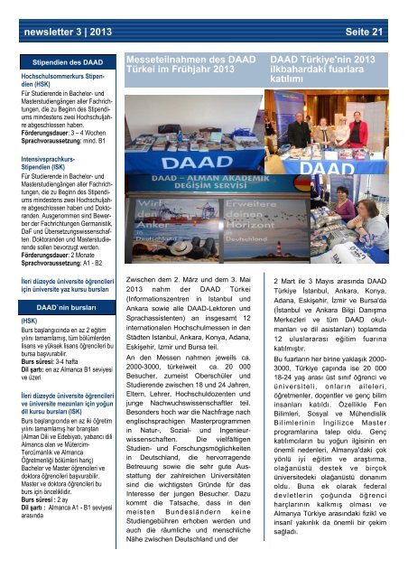 Haziran 2013 - Newsletter / YENI! - Über uns - DAAD