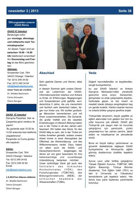Haziran 2013 - Newsletter / YENI! - Über uns - DAAD