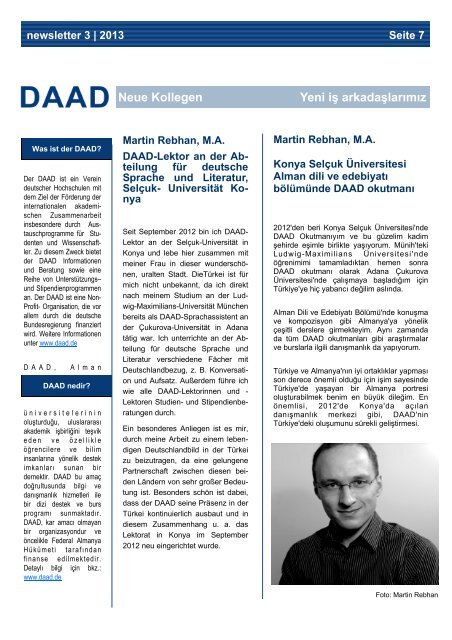 Haziran 2013 - Newsletter / YENI! - Über uns - DAAD