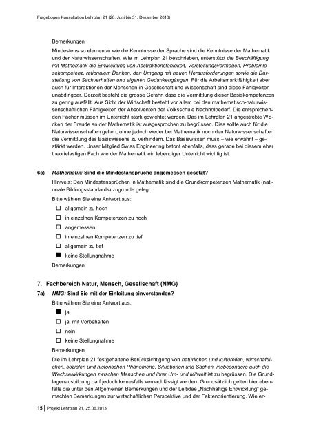 Konsultationsantwort economiesuisse zum Lehrplan 21