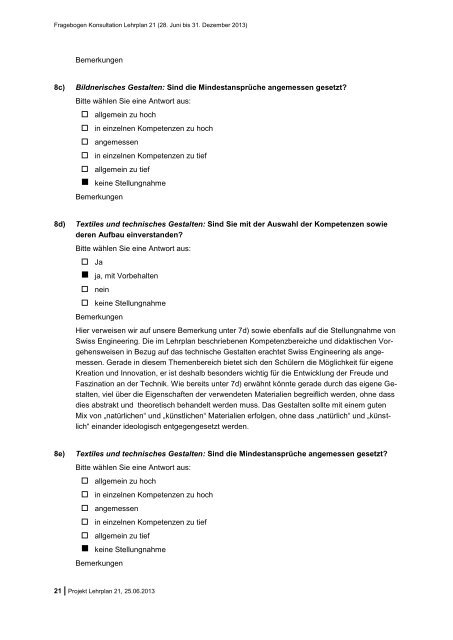 Konsultationsantwort economiesuisse zum Lehrplan 21