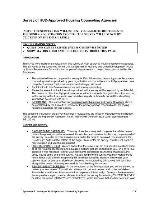 Housing Counseling Process Evaluation and Design of ... - HUD User