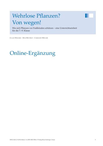 Wehrlose Pflanzen? Von wegen! Online-Ergänzung - MNU