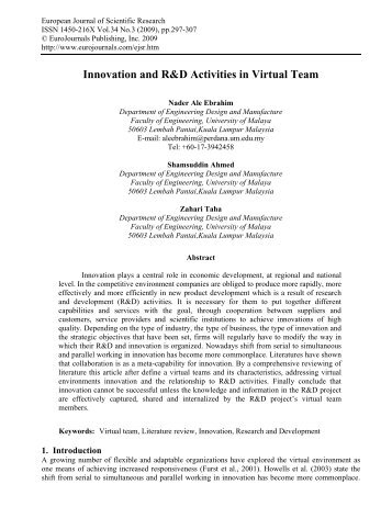 Innovation and R&D Activities in Virtual Team