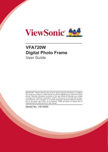 VFA720W Digital Photo Frame User Guide - Viewsonic