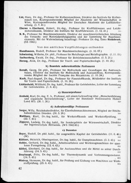 Personal- und Vorlesungsverzeichnis Sommersemester 1944