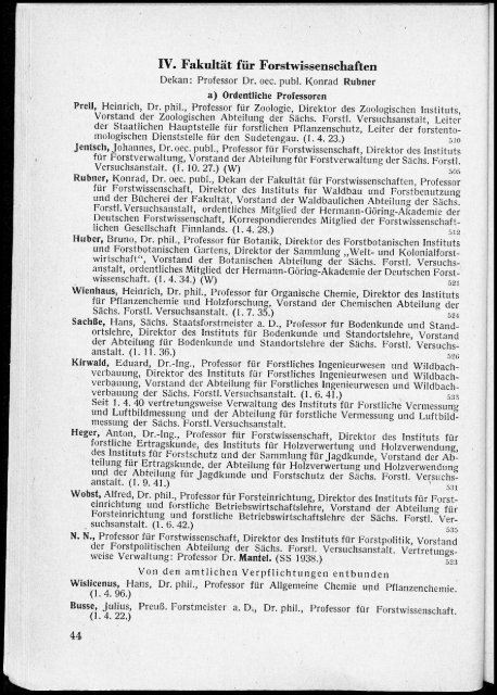 Personal- und Vorlesungsverzeichnis Sommersemester 1944