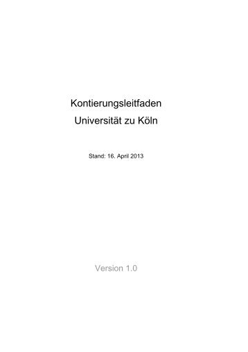 Kontierungsleitfaden UniversitÃ¤t zu KÃ¶ln - Verwaltung