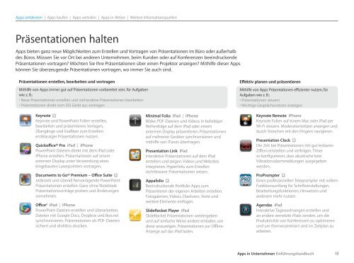 Apps in Unternehmen EinfÃ¼hrungshandbuch - Apple