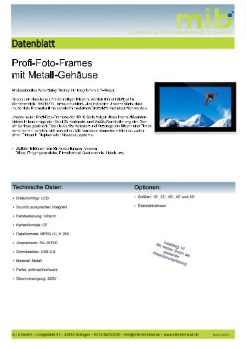 Profi-Foto-Frames m it Metall-G ehäu s e