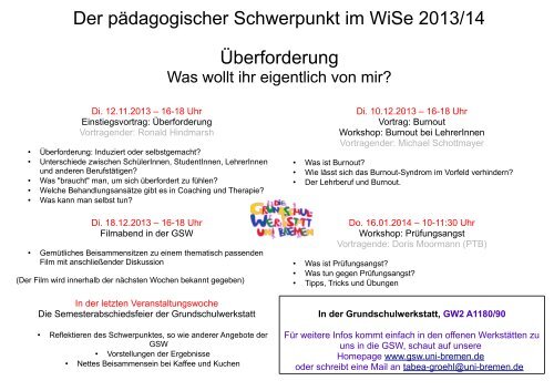 Der pädagogische Schwerpunkt in der Grundschulwerkstatt