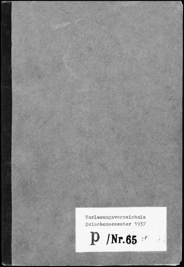 Vorlesungsverzeichnis Zwischensemester 1937