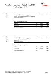 Preisliste Nachttisch Modellreihe 5700 / Krankentisch 6510 - Embru