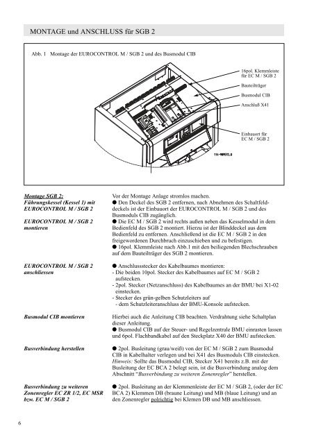 EUROCONTROL M / SGB 2 für SGB 2 MONTAGE EINSTELLUNG