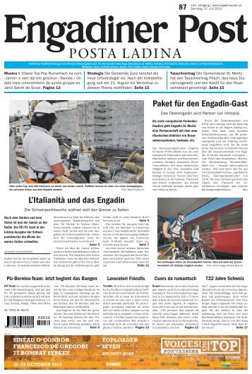 Engadiner Post Nr. 87 vom 27. Juli 2013 (PDF, 25655kB)