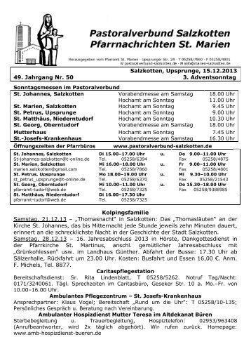 Pfarrbrief vom 15.12.2013 - Pastoralverbund Salzkotten