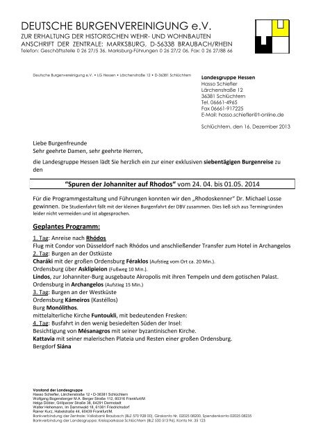 Programm - Deutsche Burgenvereinigung eV