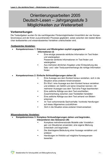 Orientierungsarbeiten 2005 Deutsch-Lesen – Jahrgangsstufe ... - ISB