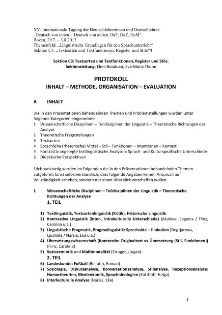 protokoll inhalt – methode, organisation – evaluation