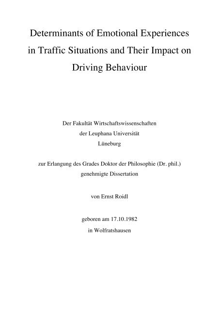 Determinants of Emotional Experiences in Traffic Situations ... - OPUS