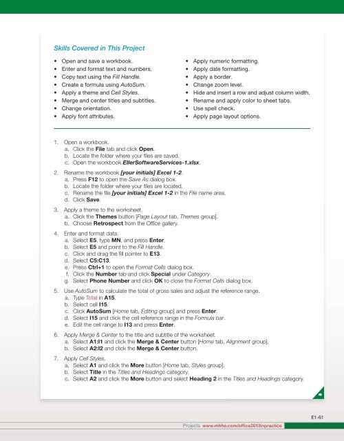 Chapter 1 - Excel - McGraw-Hill