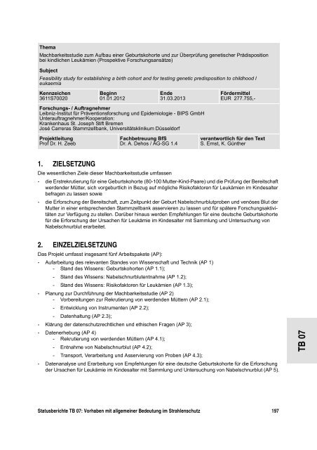 Programmreport 2012 - DORIS - Bundesamt für Strahlenschutz