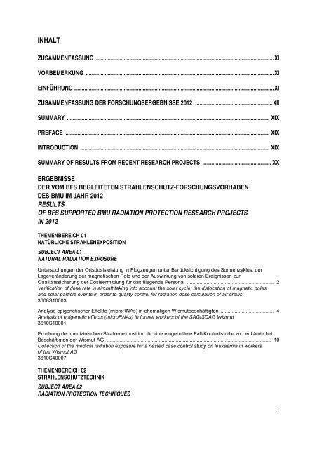 Programmreport 2012 - DORIS - Bundesamt für Strahlenschutz