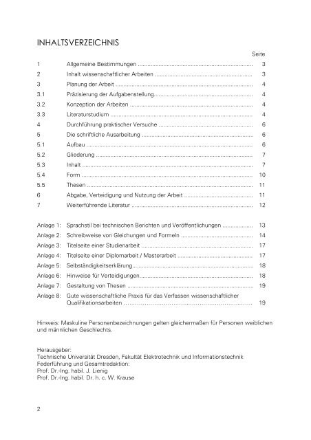 Empfehlungen für die Ausarbeitung wissenschaftlicher Arbeiten