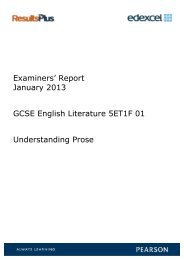 Examiners' Report January 2013 GCSE English Literature ... - Edexcel