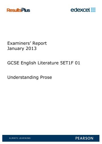 Examiners' Report January 2013 GCSE English Literature ... - Edexcel