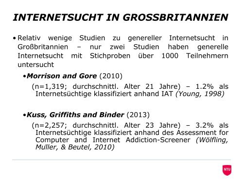 Risk factors for Internet Addiction and the situation in UK