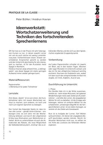 Ideenwerkstatt: Wortschatzerweiterung und Techniken des ... - Hueber