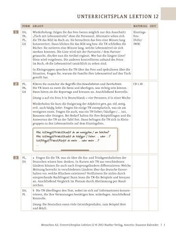Menschen A2 Unterrichtsplan Lektion 12 - Hueber