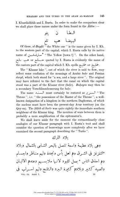 The Khazars and the Turks in the Ākām al-Marjān