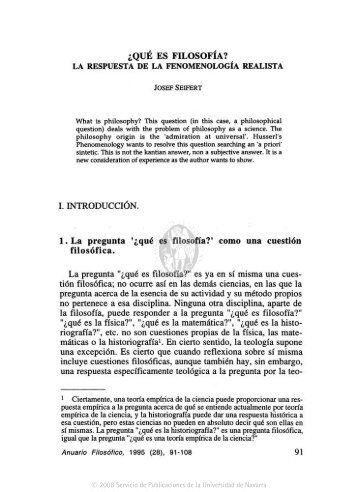 ¿QUÉ ES FILOSOFÍA? LA RESPUESTA DE LA FENOMENOLOGÍA ...