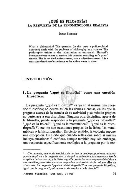 ¿QUÉ ES FILOSOFÍA? LA RESPUESTA DE LA FENOMENOLOGÍA ...