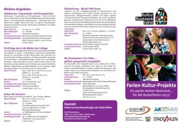 Flyer Ferien-Kultur-Projekte Ich packe meinen ... - der Stadt Ahlen