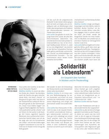 „Solidarität als Lebensform“ - Die Deutsche Bühne