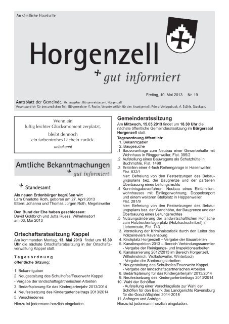 Ausgabe vom 10. Mai 2013 - Horgenzell