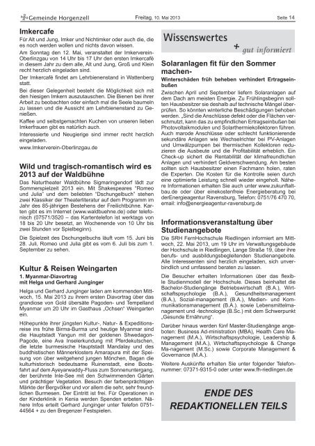 Ausgabe vom 10. Mai 2013 - Horgenzell