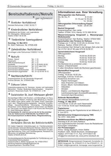 Ausgabe vom 10. Mai 2013 - Horgenzell