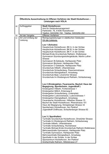 Langtext Reinigungsausschreibung - Stadt HÃ¼ckelhoven