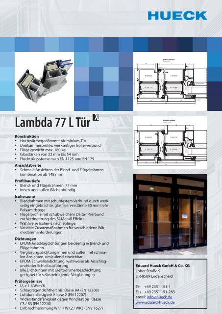 Lambda duo 90 TÃ¼r - HUECK + RICHTER Aluminium GmbH