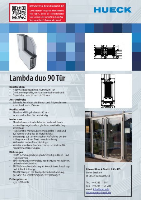 Lambda duo 90 TÃ¼r - HUECK + RICHTER Aluminium GmbH