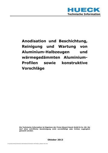 Technische Information - HUECK + RICHTER Aluminium GmbH