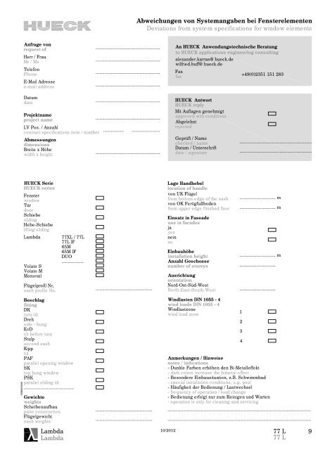 Serie LAMBDA 77 L - HUECK + RICHTER Aluminium GmbH