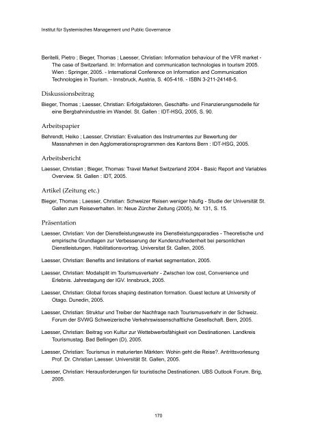 Publikationsverzeichnis 2005 - Alexandria - Universität St.Gallen