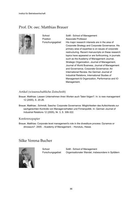 Publikationsverzeichnis 2005 - Alexandria - Universität St.Gallen