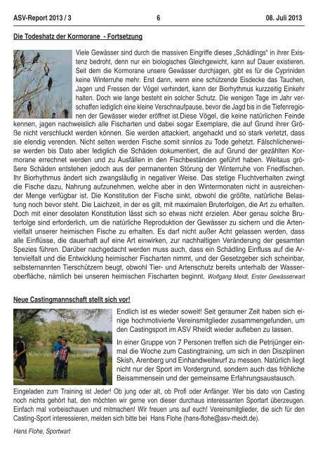 ASV-Report 3-2013 - Fischschutz-, Naturschutz- und Angel-Sport ...